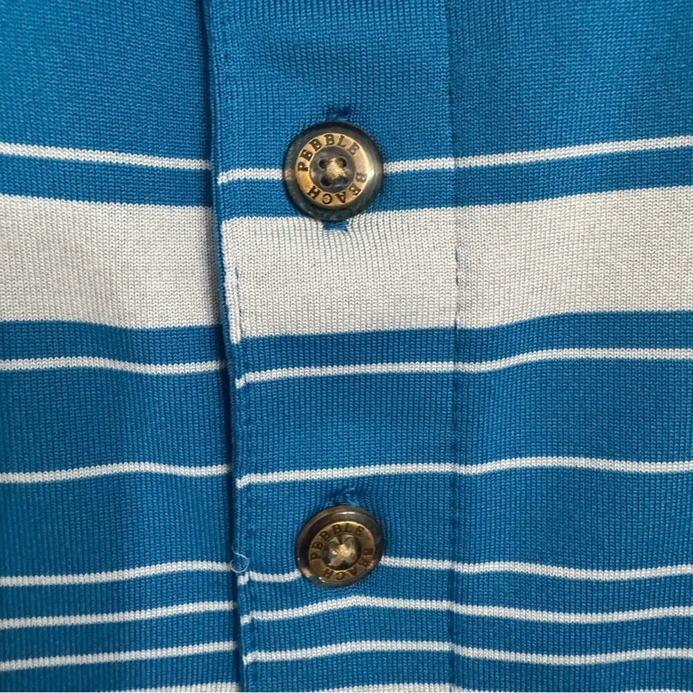 Pebble Beach Men's Short Sleeve Dry-Luxe Performance Polo Shirt Blue White XXL - Picture 5 of 7
